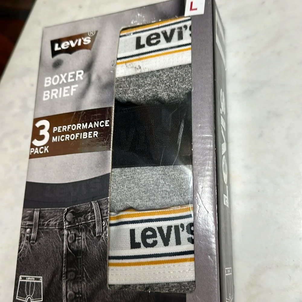 Levi’s 3-PK Microfiber Performance Boxer Briefs LG NWT